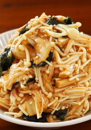 腸活◎レンジで！えのきの海苔キムチ和え-レシピのメイン写真