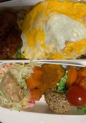 レンジ簡単洋風甘辛キムチオムライス弁当-レシピのメイン写真