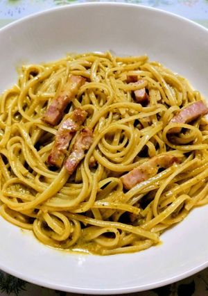 簡単昼食夕飯!手抜きワンパンジェノベーゼパスタ-レシピのメイン写真