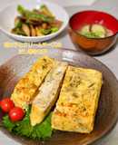 大葉と明太子とチーズのだし巻き玉子