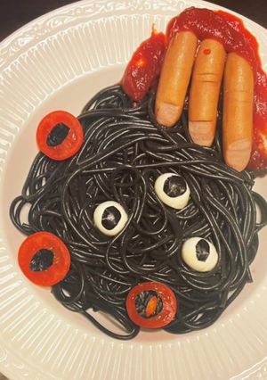 イカ墨パスタでハロウィン-レシピのメイン写真