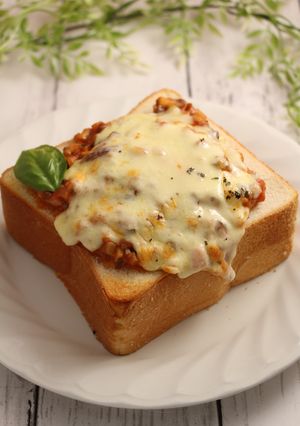 簡単！ピザトースト　茄子トマトミート-レシピのメイン写真