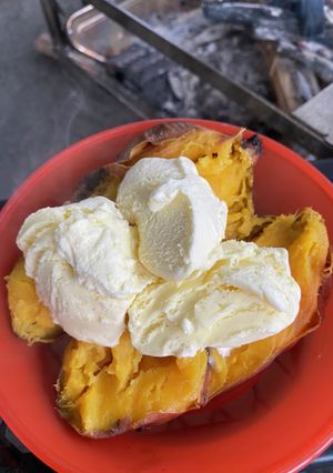 【BBQ】安納芋の焼き芋バニラアイス添え-レシピのメイン写真