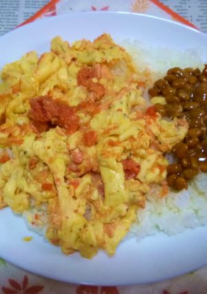 明太スクランブルエッグ納豆のカフェ丼-レシピのメイン写真