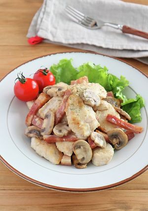 鶏むね肉とマッシュルームのアンチョビ炒め-レシピのメイン写真