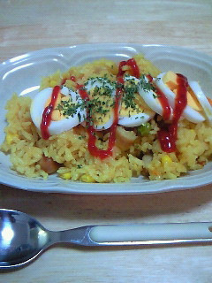炊飯器で☆ゆで卵も一緒にカレーピラフ-レシピのメイン写真