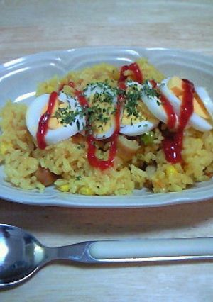 炊飯器で☆ゆで卵も一緒にカレーピラフ-レシピのメイン写真