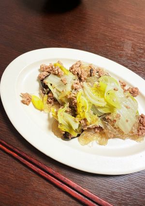 白菜と春雨の挽肉炒め 中華風-レシピのメイン写真