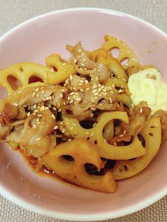 豚バラとれんこんの甘酢照り焼き-レシピのメイン写真