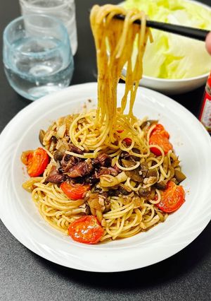 濃厚！ホタルイカとチョウザメスープのスパゲッティ-レシピのメイン写真