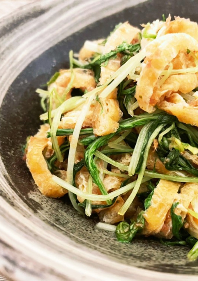 【低糖質】油揚げと水菜のサッと煮-レシピのメイン写真