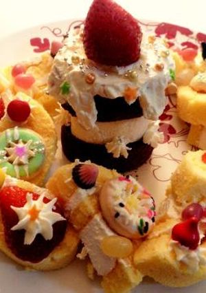 クリスマス★ロールケーキでリースケーキ-レシピのメイン写真