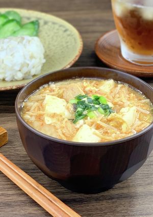 *えのきと豆腐のふわたまキムチスープ*-レシピのメイン写真