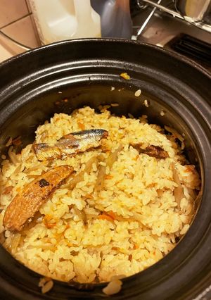 さんま蒲焼き缶と金平牛蒡の炊き込み御飯-レシピのメイン写真