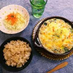 รูปของ 大豆入り◎挽き肉とホウレン草のグラタン