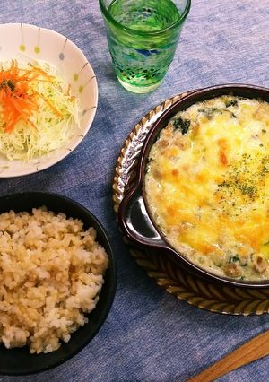 大豆入り◎挽き肉とホウレン草のグラタン-レシピのメイン写真
