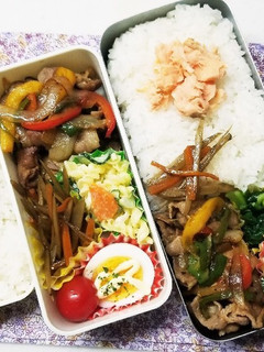 豚肉パプリカ炒め弁当(11.4)-レシピのメイン写真