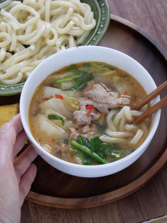 豚と白菜のピリ辛ラーメン風つけうどん-レシピのメイン写真