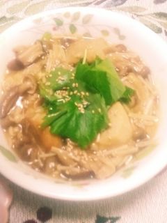 里芋の唐揚げに松山あげと茸のあんかけon-レシピのメイン写真