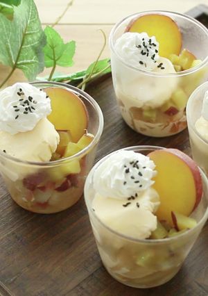 秋を感じる♩フルーツ蒸しパフェ-レシピのメイン写真
