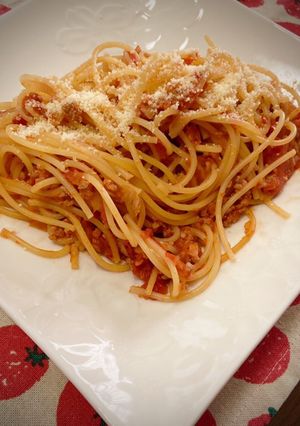 ズボラ飯:余り物のトマト缶パスタ-レシピのメイン写真