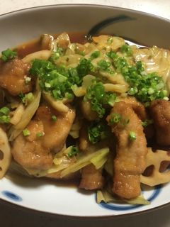 豚と蓮根とキャベツで和風酢豚風-レシピのメイン写真