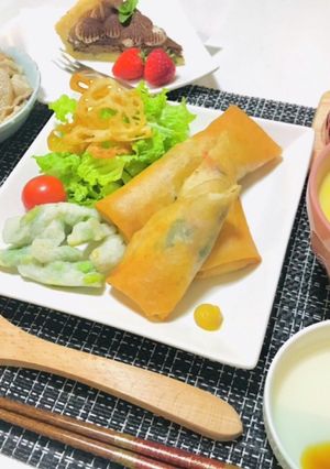 春巻きメインの夕飯メニュー・中華献立-レシピのメイン写真