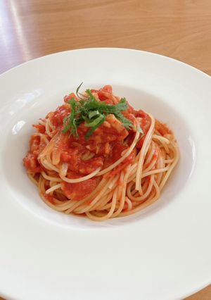 ニンニクたっぷりベーコントマトパスタ-レシピのメイン写真