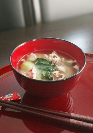 青梗菜と豚肉のお味噌汁-レシピのメイン写真