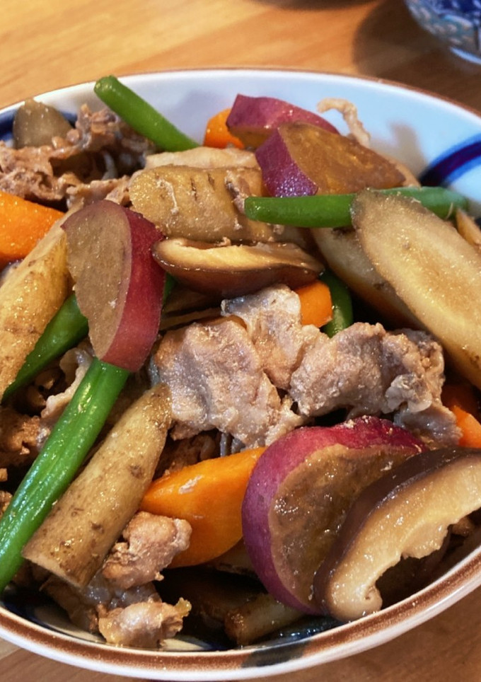 根菜煮☆豚肉とごぼうとさつまいもと椎茸-レシピのメイン写真