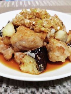 超簡単!鶏もも肉とナスの油淋鶏!!-レシピのメイン写真