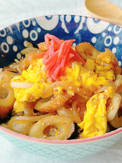 【楽めし】照り焼きちくわのふわたま丼-レシピのメイン写真