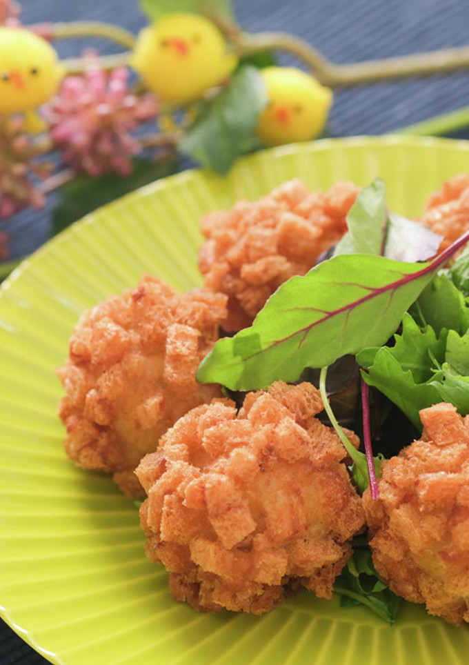 旨み凝縮！エビ鶏団子のクルトン揚げ♪-レシピのメイン写真