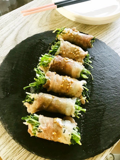 レンジで☆水菜の豚肉グルグル巻き-レシピのメイン写真