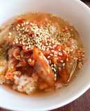 簡単○キムチと鮭フレークのお茶漬け