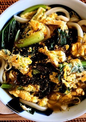 もずくと小松菜のかき卵うどん-レシピのメイン写真