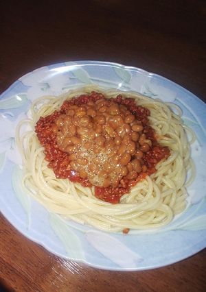納豆ミートソーススパゲッティ-レシピのメイン写真