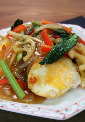 揚げ卵と旬野菜の甘酢あんかけ-レシピのメイン写真