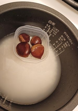 同時に簡単！炊飯器で米と一緒に生栗を蒸す方法-レシピのメイン写真