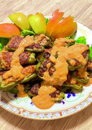お麩を使った我が家のピーマンの肉詰め-レシピのメイン写真