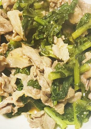 大根の葉と豚肉の味噌マヨ炒め-レシピのメイン写真