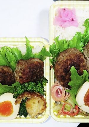 【夫婦弁当162】ハンバーグとホタテ-レシピのメイン写真