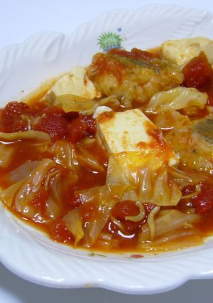 鱈と豆腐、キャベツのさっぱりトマト煮込み-レシピのメイン写真