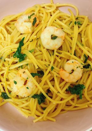 海老とほうれん草のバター醤油パスタ-レシピのメイン写真