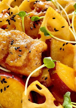 鶏肉れんこんの甘辛さつまいも炒め-レシピのメイン写真