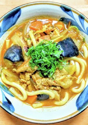 揚げナス入りカレー南蛮うどん-レシピのメイン写真