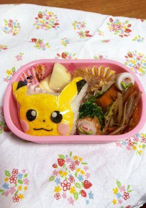 ピカチュウ　おにぎり弁当　記録用-レシピのメイン写真