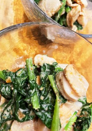 簡単上等!ホタテ菜花胡麻味噌マヨ和え-レシピのメイン写真
