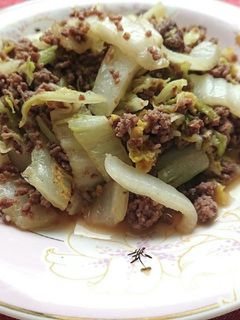 白菜とミンチの白だしめんつゆ炒め-レシピのメイン写真