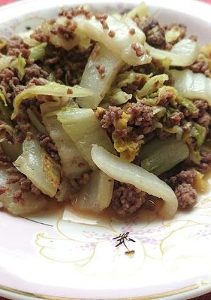 白菜とミンチの白だしめんつゆ炒め-レシピのメイン写真